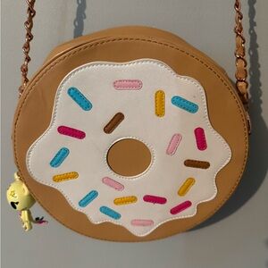 tokidoki Tan and White Donut Crossbody Bag with Colorful Sprinkles